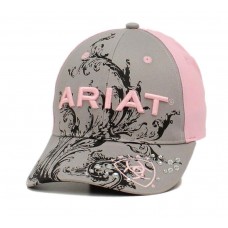 Ariat Mujers Hat Baseball Cap Scroll Logo One Size Gray Pink 1502606  eb-24130734